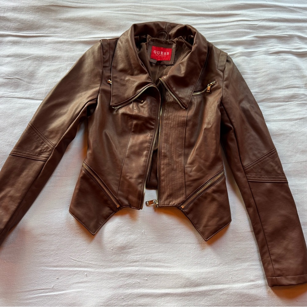 Guess Women's Chocolate Leather Jacket